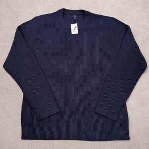 J. Crew Men's Dark Navy Ribbed Crewneck Sweater